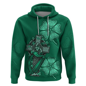 Irish Celtic Cross and Harp with Ireland Shamrock Personalized Hoodie LT9