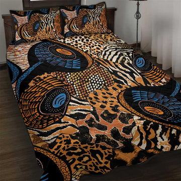 African Ankara Motifs Mixed Animal Skins Quilt Bed Set LT9
