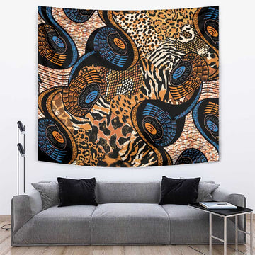 African Ankara Motifs Mixed Animal Skins Tapestry LT9