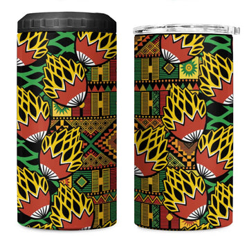 African Tribal Geometric Mixed Kanga Pattern 4 in 1 Can Cooler Tumbler LT9