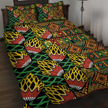 African Tribal Geometric Mixed Kanga Pattern Quilt Bed Set LT9