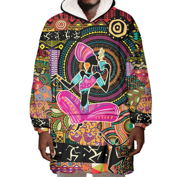 African Women Ethnic Motifs Wearable Blanket Hoodie LT9