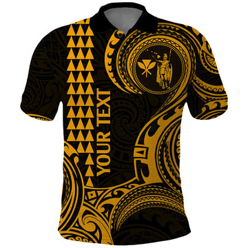 Custom Hawaii Polo Shirt Paradise of the Pacific Tribal Kakau for King Kamehameha Day - Gold LT9