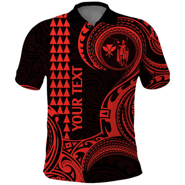 Custom Hawaii Polo Shirt Paradise of the Pacific Tribal Kakau for King Kamehameha Day - Red LT9