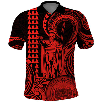 Custom Happy King Kamehameha Day Hawaii Polo Shirt Paradise of the Pacific Tribal Kakau with Kanaka Maoli - Red LT9