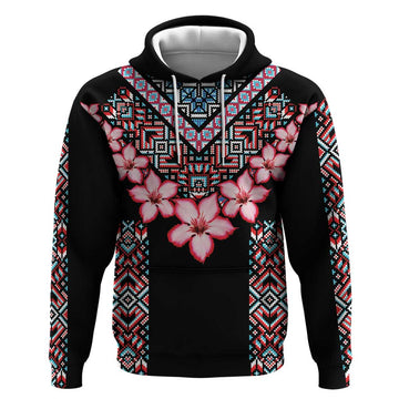 Africa Adenium Multiflorum Flowers Hoodie Mix Native Tribal Pattern LT9