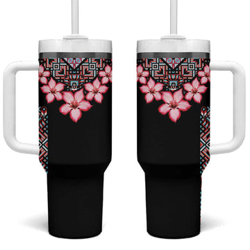 Afro Adenium Multiflorum Flowers Tumbler With Handle Mix Native Tribal Pattern LT9