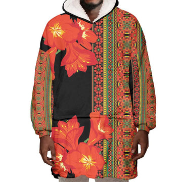 Afro Beauty Clivia Miniata Flowers Wearable Blanket Hoodie LT9