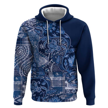 Africa Floral mix Maasai Shuka Hoodie Blue Moitf LT9