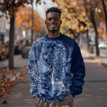 Afro Floral mix Maasai Shuka Sweatshirt Blue Moitf LT9