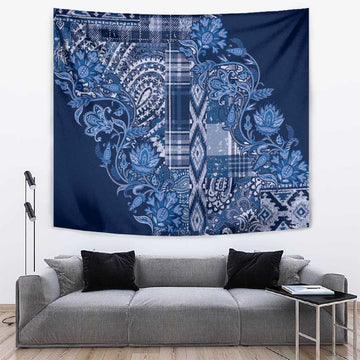 Afro Floral mix Maasai Shuka Tapestry Blue Moitf LT9