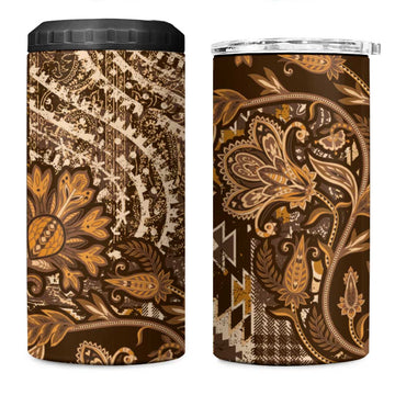 Afro Floral mix Maasai Shuka 4 in 1 Can Cooler Tumbler Gold Moitf LT9