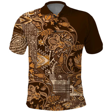 Africa Floral mix Maasai Shuka Polo Shirt Gold Moitf LT9