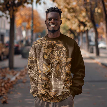 Afro Floral mix Maasai Shuka Sweatshirt Gold Moitf LT9