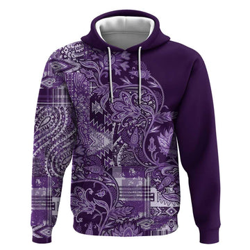 Africa Floral mix Maasai Shuka Hoodie Purple Moitf LT9