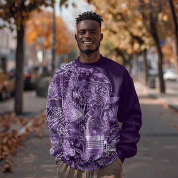 Afro Floral mix Maasai Shuka Sweatshirt Purple Moitf LT9