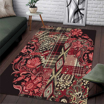 Afro Floral mix Maasai Shuka Area Rug Red Moitf LT9