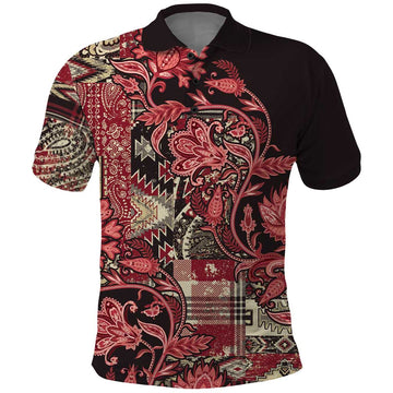 Africa Floral mix Maasai Shuka Polo Shirt Red Moitf LT9