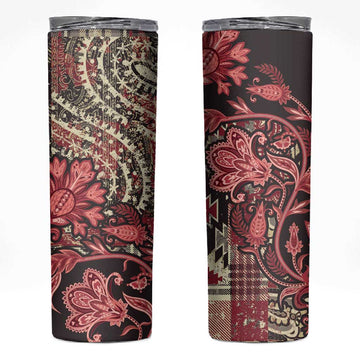 Afro Floral mix Maasai Shuka Skinny Tumbler Red Moitf LT9