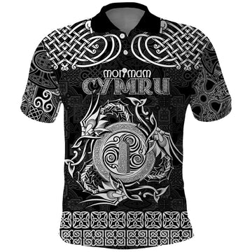 Personalized Anglesey Ynys Mon Polo Shirt Black Standing Stone Celtic-inspired LT9