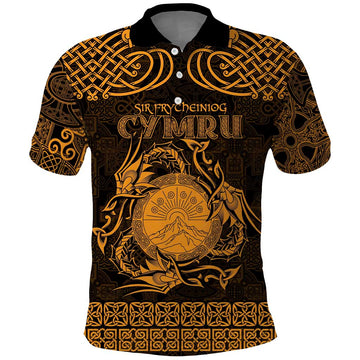 Personalized Brecknockshire Sir Frycheiniog Polo Shirt Gold Brecon Beacons Mountain Celtic-inspired LT9