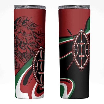 Happy Jamhuri Day Kenya Skinny Tumbler Kenyan Lion and Maasai Shield LT9