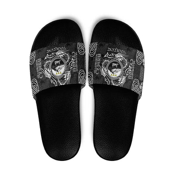 Personalized Caernarfonshire Sir Gaernarfon Slide Sandals Black Castle Tower Celtic-inspired LT9