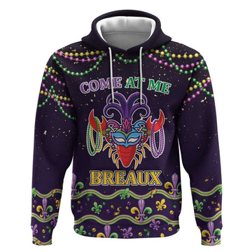 Come At Me Breaux Crawfish Beads Hoodie Mardi Gras Carnival LT9