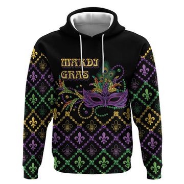 Mardi Gras Carnival Hoodie Geometric Pattern Vintage LT9