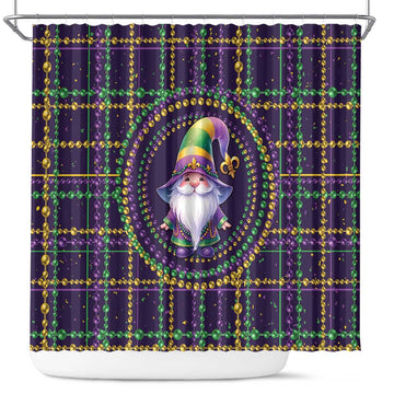 Mardi Gras Gnome Shower Curtain Beads Fleur de lis Symbol LT9