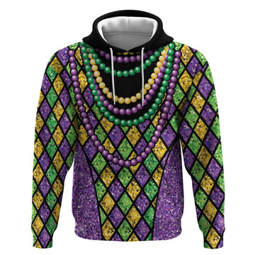 Mardi Gras Strings of Beads Hoodie LT9
