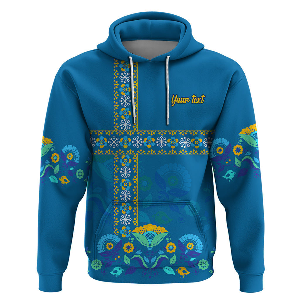 Custom Sweden Hoodie Konungariket Sverige Scandinavian Pattern LT9