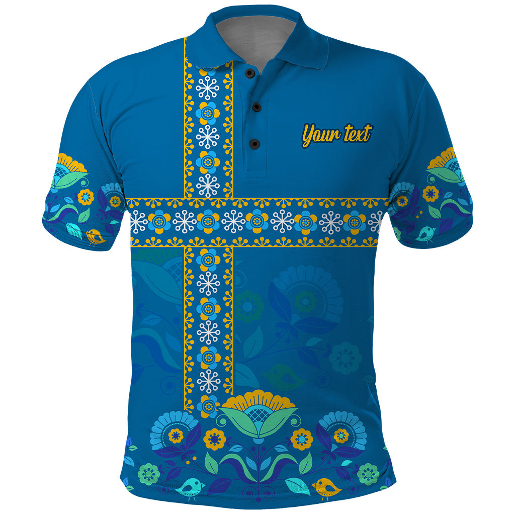 Custom Sweden Polo Shirt Konungariket Sverige Scandinavian Pattern LT9