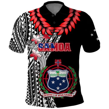 Personalised Samoa Polo Shirt Ula Fala Mix Samoan Tribal Black Version LT14