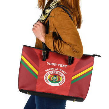Custom Bolivia Football Leather Tote Bag 2024 Vamos La Verde - Red LT14