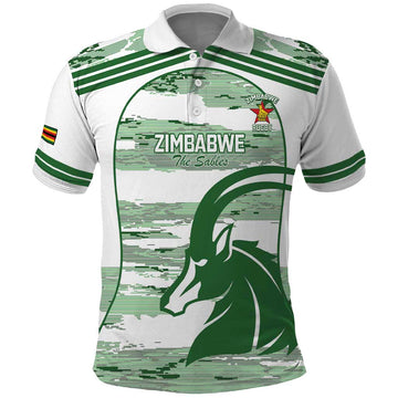 Zimbabwe Rugby Custom Polo Shirt Come On Sables White Version LT14