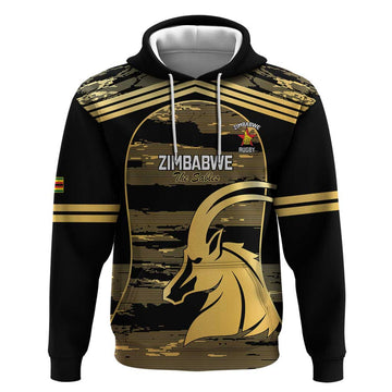 Zimbabwe Rugby Custom Hoodie Come On Sables Gold Black Version LT14
