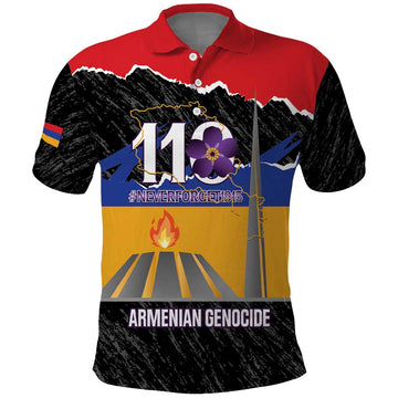 Armenian Genocide Remembrance Day Polo Shirt Tsitsernakaberd 110th Anniversary Never Forget LT14