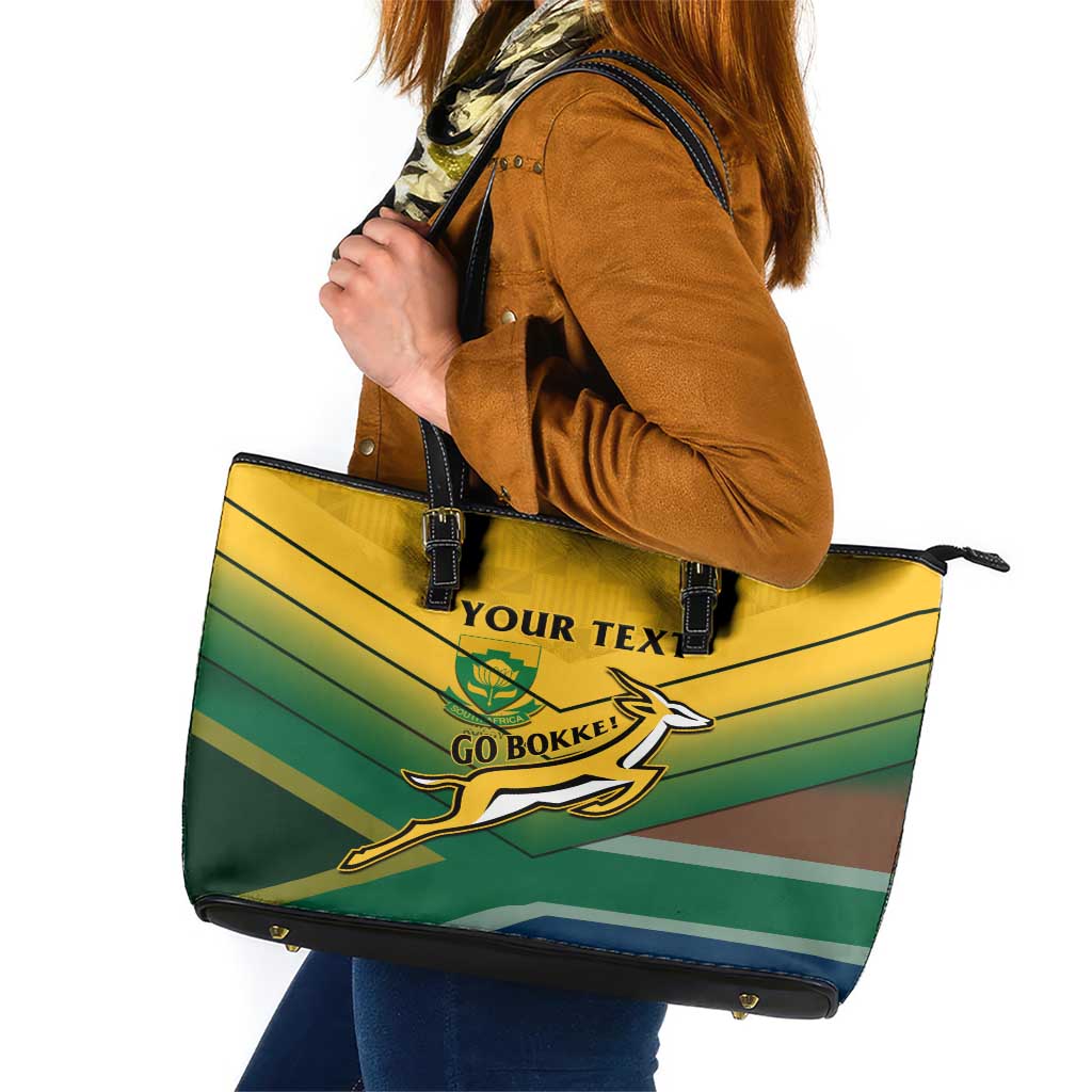 Custom South Africa Rugby Leather Tote Bag Springboks Go Champions African Pattern LT14