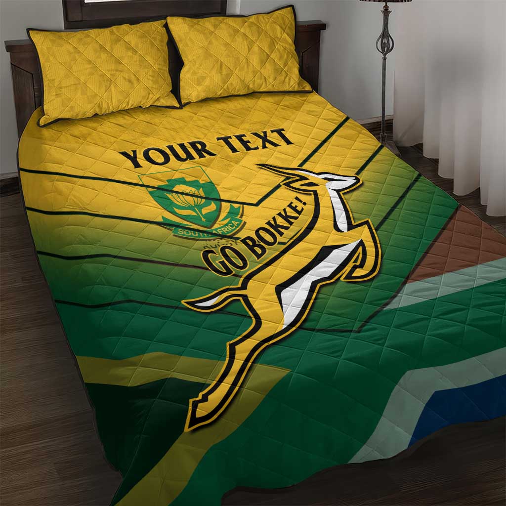 Custom South Africa Rugby Quilt Bed Set Springboks Go Champions African Pattern LT14