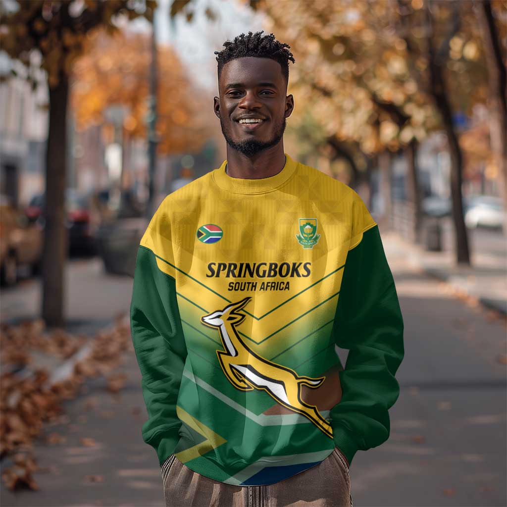 Custom South Africa Rugby Sweatshirt Springboks Go Champions African Pattern LT14