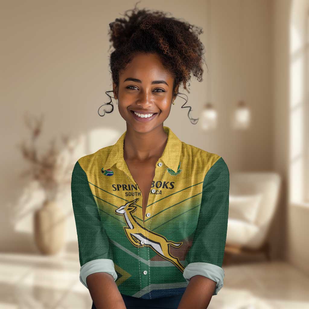 Custom South Africa Rugby Women Casual Shirt Springboks Go Champions African Pattern LT14