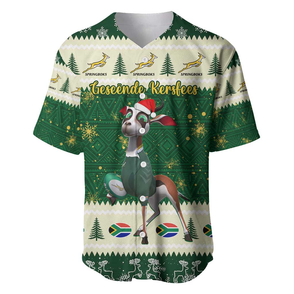 Custom South Africa Rugby Christmas Baseball Jersey Geseende Kersfees Springboks African Pattern LT14