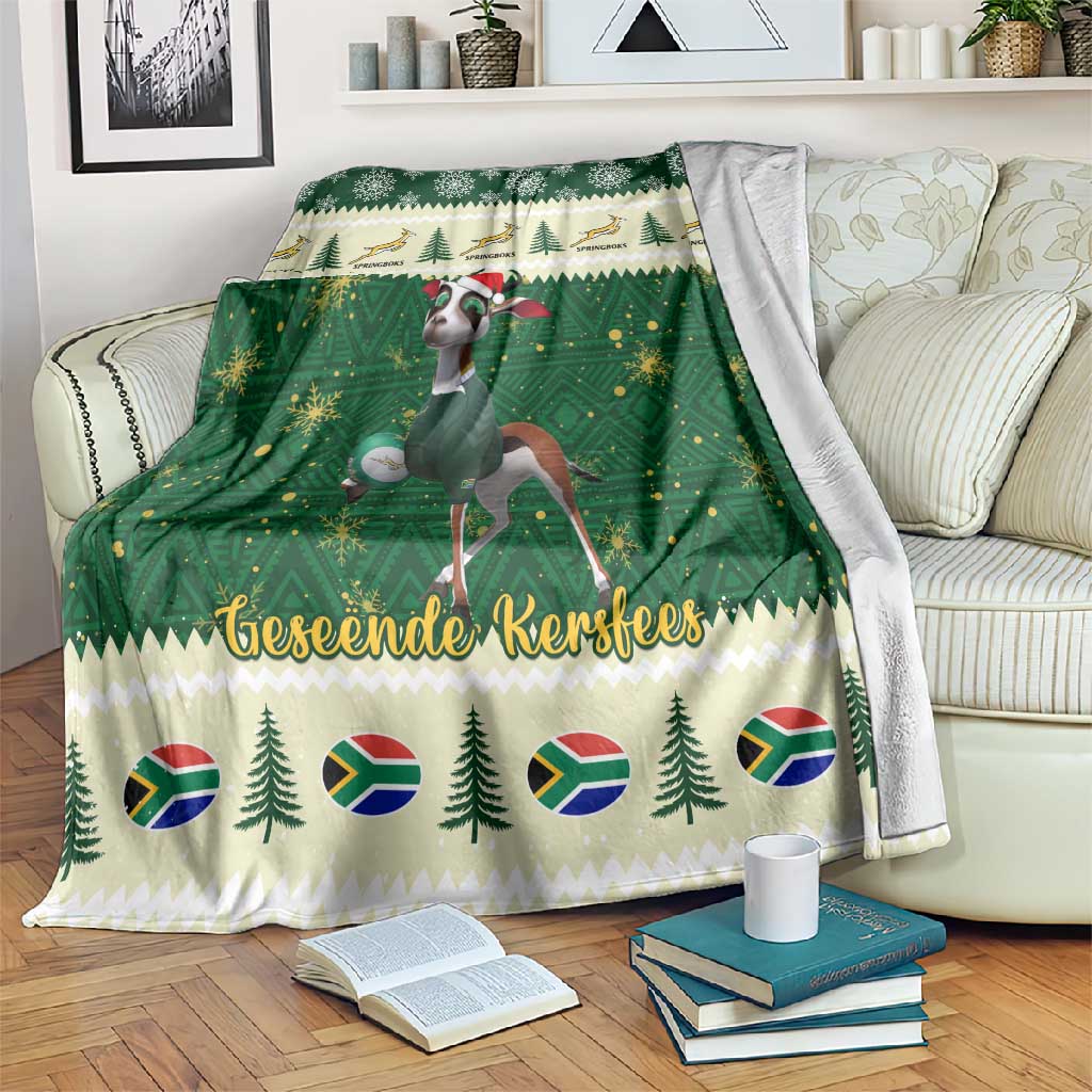 Custom South Africa Rugby Christmas Blanket Geseende Kersfees Springboks African Pattern LT14