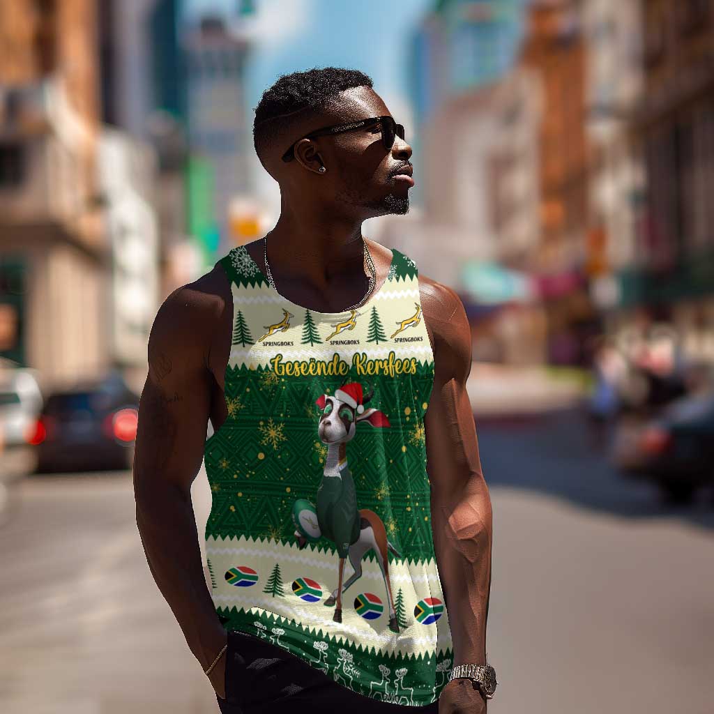 Custom South Africa Rugby Christmas Men Tank Top Geseende Kersfees Springboks African Pattern LT14