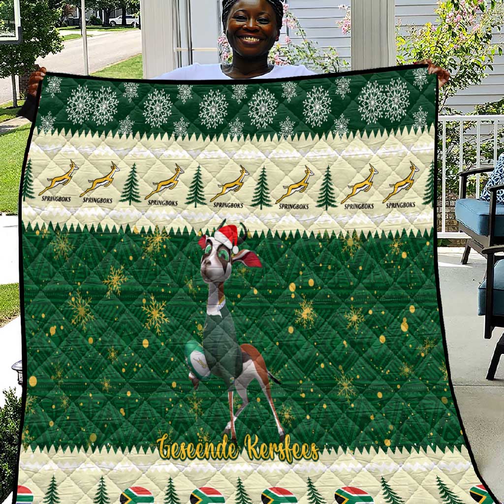 Custom South Africa Rugby Christmas Quilt Geseende Kersfees Springboks African Pattern LT14