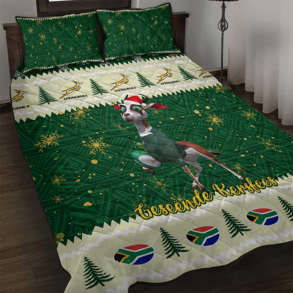 Custom South Africa Rugby Christmas Quilt Bed Set Geseende Kersfees Springboks African Pattern LT14