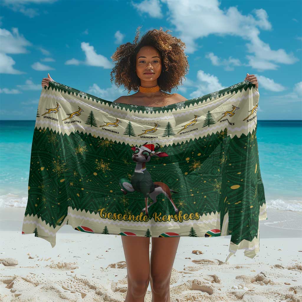 Custom South Africa Rugby Christmas Sarong Geseende Kersfees Springboks African Pattern LT14