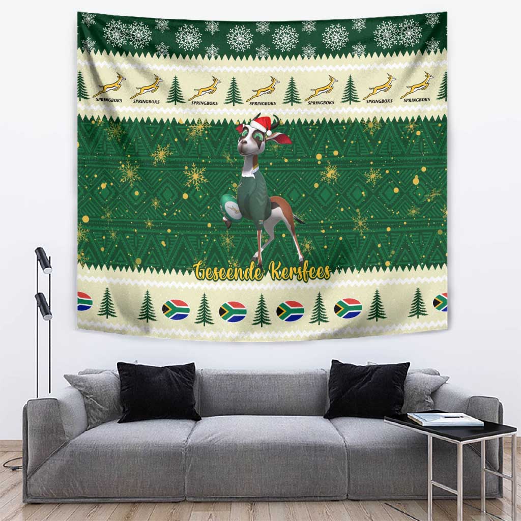 Custom South Africa Rugby Christmas Tapestry Geseende Kersfees Springboks African Pattern LT14