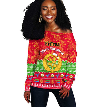Personalised Eritrea Christmas Off Shoulder Sweater Eritrean Olive Santa Claus Merry Xmas LT14